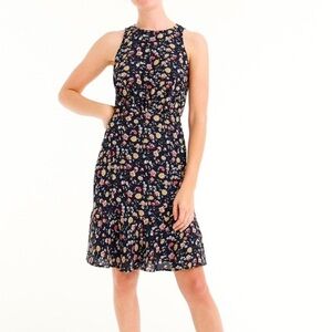 J. Crew Dark Blue Floral Midi Dress